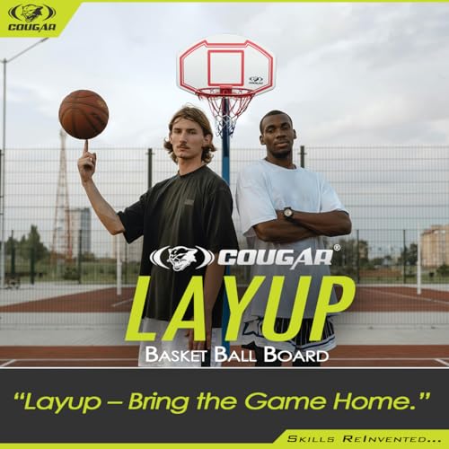 Image of COUGAR Layup Basketball Backboard Wall Mount - 90x60 cm Heavy-Duty PE Board with 16 cm Steel Ring, 45 cm Hoop Diameter & Net | Durable Outdoor Backboard for Kids & Adults | Easy Wall Installation
