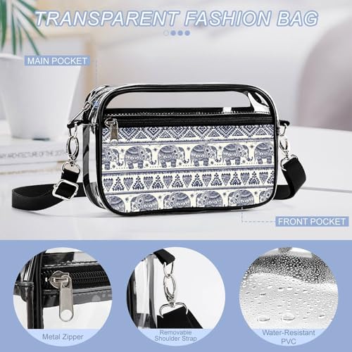 Ethnic_Elephant Clear Stadium Bag Mini Crossbody Bag Anti-Theft Side Shoulder Bags Messenger Bag Unisex4