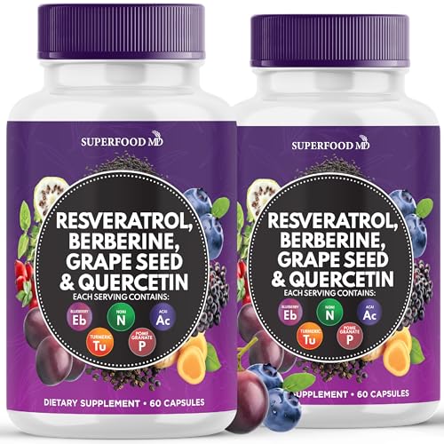 resveratrol berberine grape seed extract quercetin - polyphenol supplement with noni extract n-acetyl cysteine acai extract - made in the usa - 120 capsules