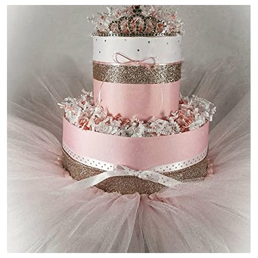 Pink & Gold Mini Diaper Cake Tiara Tutu Baby Girl Baby Party Gift Newborn Baby Birthday Gift for her