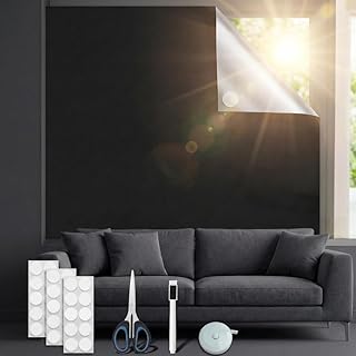 Dachfenster Verdunkelung, Dachfenster Rollo, 100% Lichtdicht Verdunklungsrollo Ohne Bohren, Fenster Rollos für Innen, Inklusive Maßband, Cutter Messer, Markierstift und 30 PCS Klebeband,200 x 145 cm