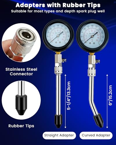 Image of SIXIWANZI 13 Piece Engine Compression Tester Kit, 0-300 PSI Compression Tester Automotive with Spark Plug Tester, Small Engine Compression Tester with M10 M12 M14 M16 M18