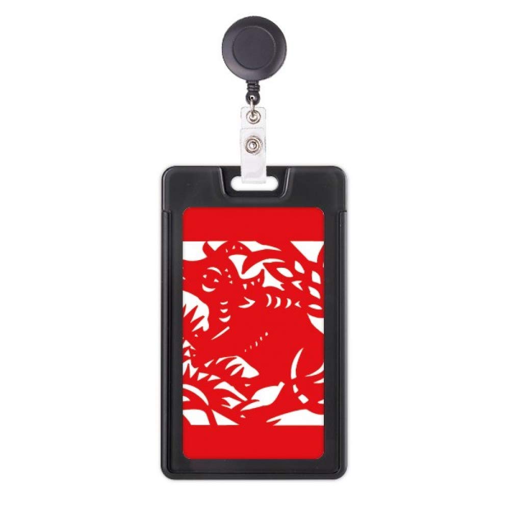 Porte-badge enrouleur bœuf zodiaque chinois avec cordon extensible en papier imprimé - 5