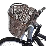 Natural Wicker Bike Basket Hand bar Cycling Bike Bag Shopping Basket With Handle Weatherproof (Brown)