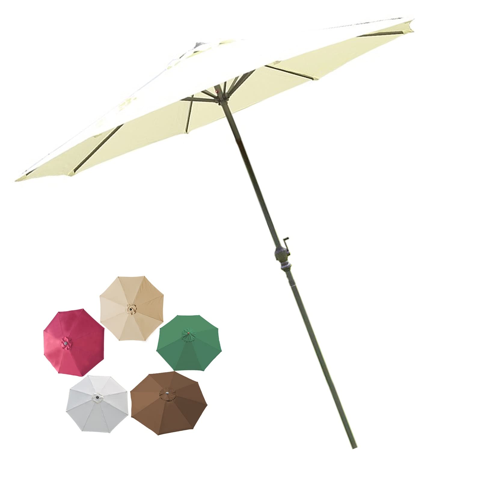 SaryEdge Outdoor Umbrella Replacement Parasol, Outdoor Sun Shade, Ventilation, Easy to Assemble, Showerproof, Sun Protection, Protection Windproof, for Beach/Pool/P,White-106inch