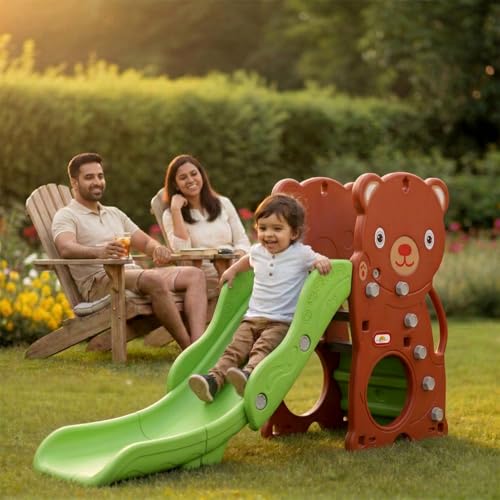 Image of Toyzone Love Bear Slide for Kids | Baby Play Slide | Indoor & Outdoor Kids Slide | Easy Assembly | Safe Rounded Design | BIS Certified | Made in India | Kids Slide for 2-12 Years, Upto 70 kgs