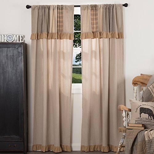 Vhc Brands Sawyer Mill Farmhouse Curtains Lined Panel Pair With Attached Valance For Living Room Bedroom Kitchen Window Decor Plaid Curtain Rod Pocket #TOP9