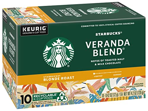 Image of Starbucks Coffee K-Cup Pods, Veranda Blend Coffee, Blonde Roast 100% Arabica Coffee, Keurig Genuine K-Cup Pods, 10 CT K-Cup Pods Per Box (Pack of 6 Boxes)