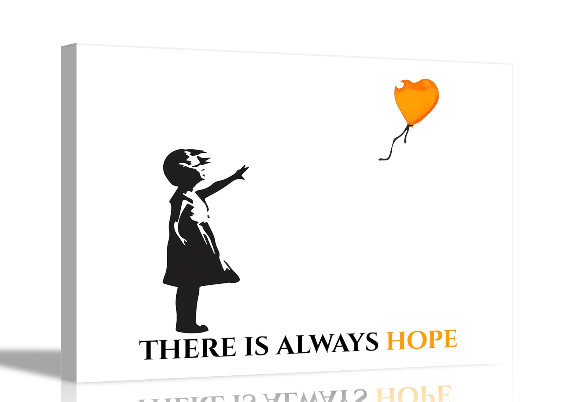 Orange Always Hope Balloon Girl by Banksy Quote Canvas Prints Framed Wall Art Graffiti Pictures Home Bedroom 101 x 76cm (40 x 30 inches)