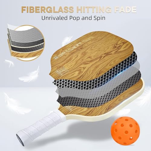 Image of Pickleball Paddles Set of 2 or 4, USAPA Approved Pickleball Paddles Set with 4 Pickle Balls and Carry Bag, Fiberglass Rackets 2 Pack Gifts for Beginners&Pros (Wooden)