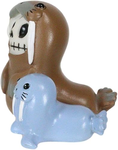 Miniatura 3 de Ebros Gift Furry Bones Utchi El león marino con su amigo de sello azul esqueleto figura coleccionable esqueletos monstruo Halloween Osario macabro
