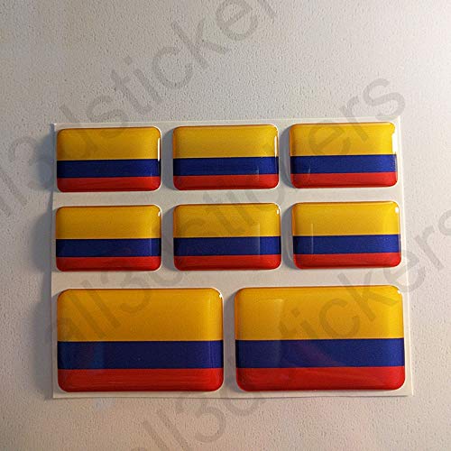 All3dstickers Pegatinas Colombia Resina, 8 x Pegatinas Relieve 3D Bandera Colombia Adhesivo...