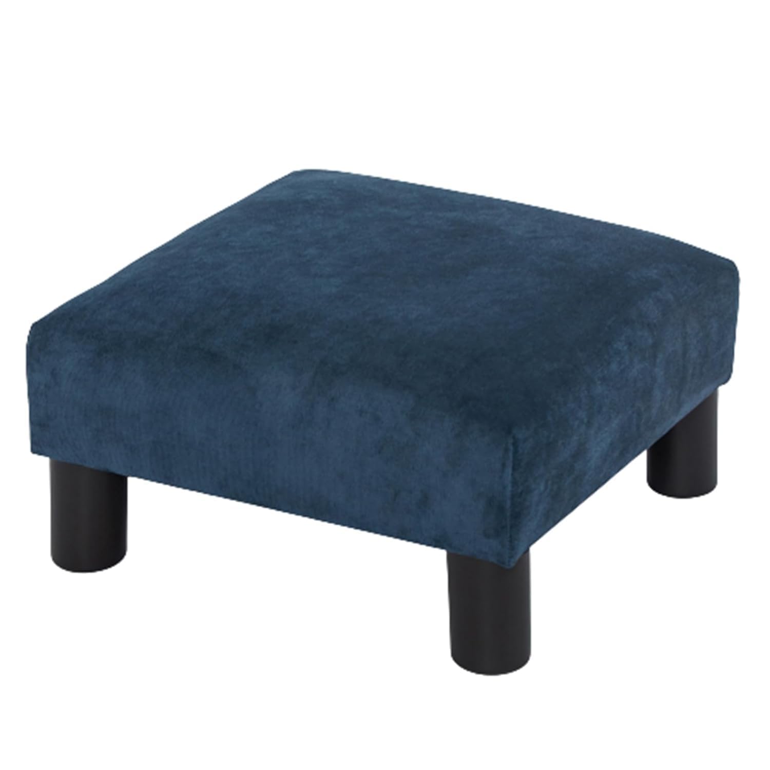 Small Foot Stool Ottoman Modern Accent Step Stool Seat with Solid Wood Legs Velvet Soft Padded Pouf Ottomans Sofa Footrest Stools for Couch Living Room Entryway (Navy Blue)-image-21