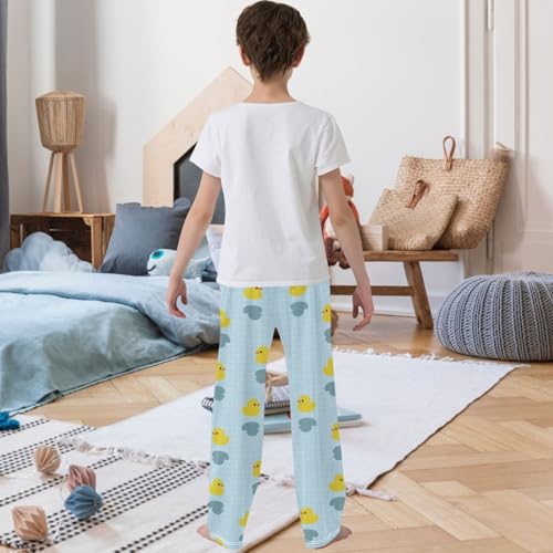 Boy's Pants Yellow Duck Toy Swim Pool Jogger Pants Elastic Waist Long Bottoms Trousers with Pockets 6-14 Years3