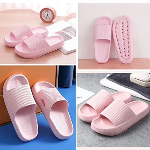 Calish Badeschuhe Herren Damen Cozislides Original Slippers Cloudyzz Schlappen Wolke Rutschfeste Badelatschen Hausschuhe Sommer Pantoletten Badeschlappen Flip Flops Indoor/Outdoor, Rosa, 36-37 EU