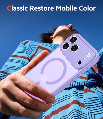 Image of FNTCASE for iPhone 17 Pro-Max Case: Matte Magnetic Phone Cases with Screen Protector Compatible with Magsafe Slim Anti Yellowing Rugged Shockproof Protective Translucent Cell Cover (C-Purple)