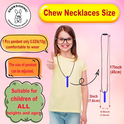 GNAWRISHING Sensory Chew Necklace, 8 Pack Diamond Chew Necklaces for Sensory Kids, Made from Food Grade Silicone for for Autistic, ADHD, Oral Motor Boys and Girls Children (Rainbow Color) - Image 6