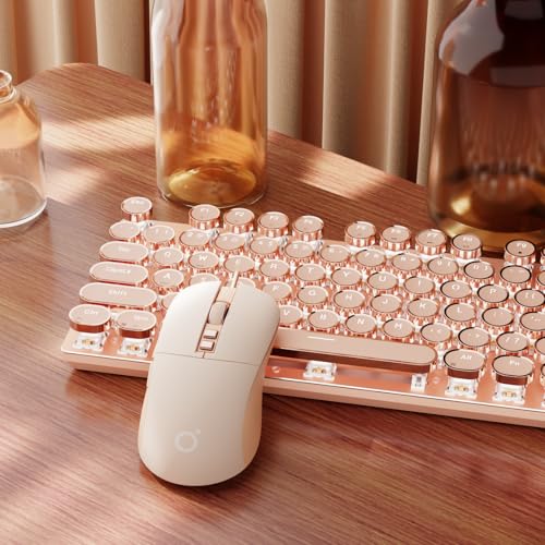 EWEADN Wired Typewriter keyboard and Mouse Combo, Typewriter Styl...