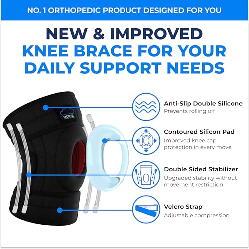 Image of Modvel ELITE Knee Brace for Men & Women - Patella Gel Pads & Side Stabilizers for ACL, Meniscus Tear, Arthritis & Injury Recovery - Maximum Support for Running, Sports & Joint Pain Relief