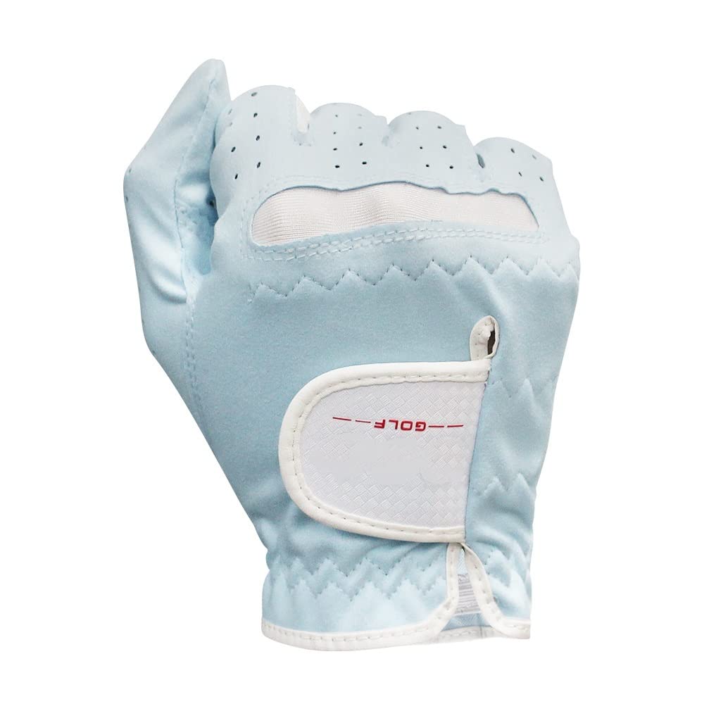 Paquete de 1 par de Guantes de Golf para Mujer, de Microfibra Suave, Transpirables, Azules, para Deportes de Izquierda y Derecha para Mujer (Talla pequeña 17)