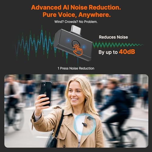 Image of Saramonic Air SE Mini Mic Wireless for YouTube iPhone 17 /16 /15 iPad & Android, Wireless Microphones for Tiktok Podcast Vlogger Creators Recording, AI Noise Cancellation
