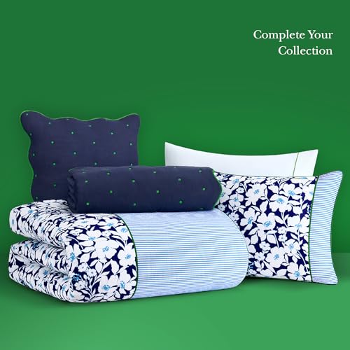Image of kate spade new york Anemone Field King Comforter Set, 100% Cotton Reversible Cover, All Season 3 Piece Bedding, Machine Washable, Blue Multicolor