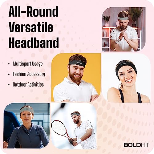 Boldfit Gym Headband for Men and Women - Sports Headband for Workout & Running, Breathable, Non-Slip Sweat Head Bands for Long Hair (Grey) 4 51pYCdg5SOL