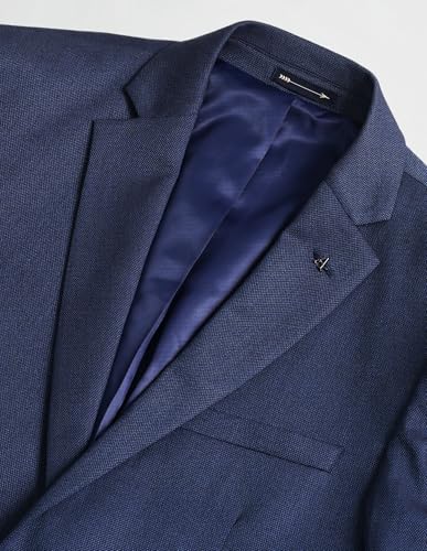 Image of Arrow Men's Blue Solid Notch Collar Long Sleeve Formal Polyester Slim Fit Blazer (ARAIBZ5016 Blue 46)