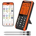 TASTYTI Smart Wireless Meat Thermometer with Dual Probes & APP Alerts, Bluetooth Grill Thermometer with 800ft, Digital Base, ±0.5?Accuracy, LCD Backlit Screen for BBQ, Oven, Smoker, Kitchen Cooking