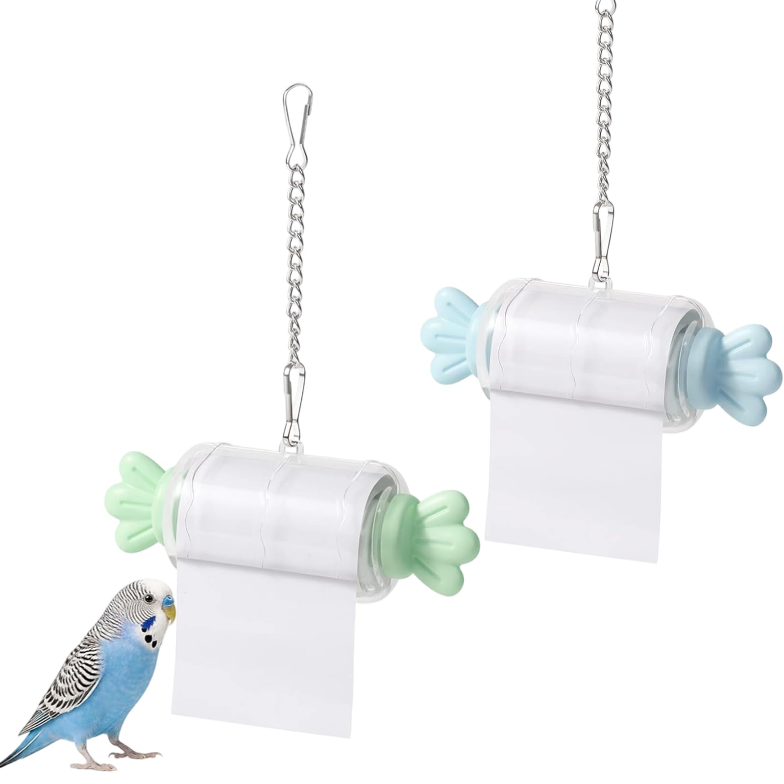 Parrot Shredding Toy, budgie toys for caged birds for Mental Stimulation & Health, Bird Foraging Roll Paper Holder with Hanging Chain for Budgies, Cockatiels & Long-Tailed Parrots (2pcs2) — image 1
