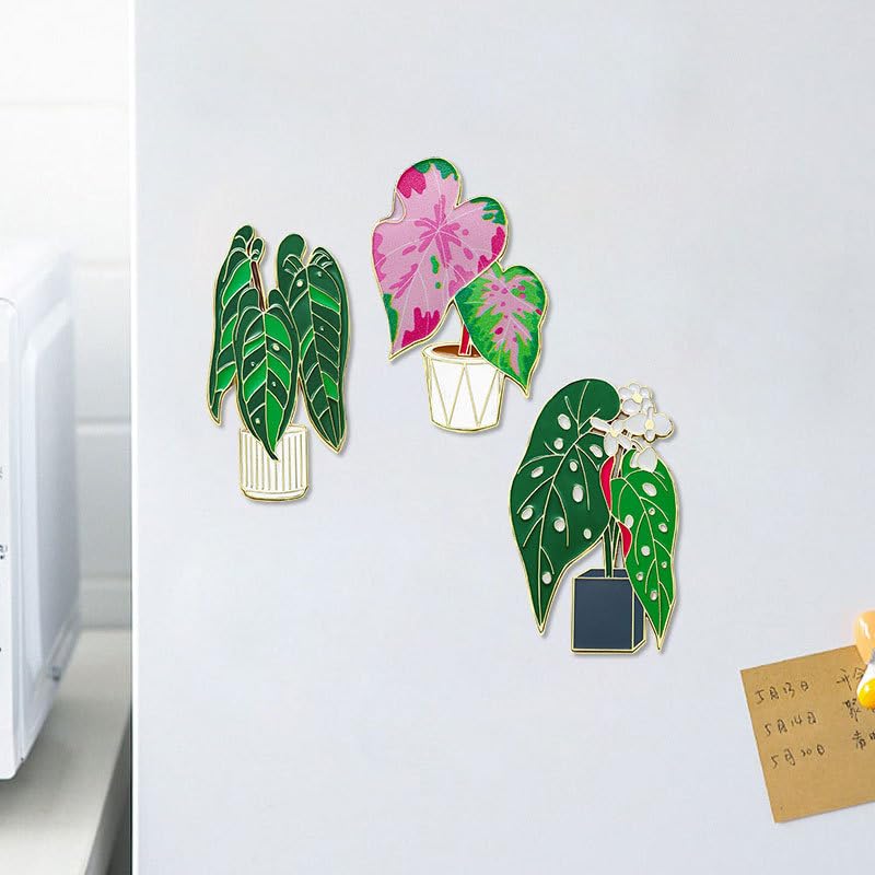 Imán decorativo de hoja de planta Monstera para refrigerador miniatura 4