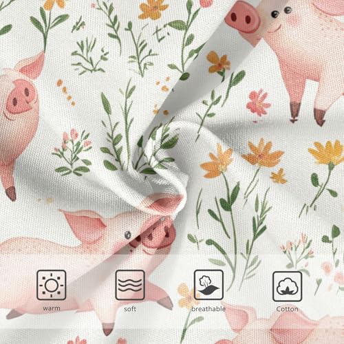 Wusikd Pig Flowers Girls' Underwear Cotton Pink Girls Briefs Soft Toddler Underwear 2T3