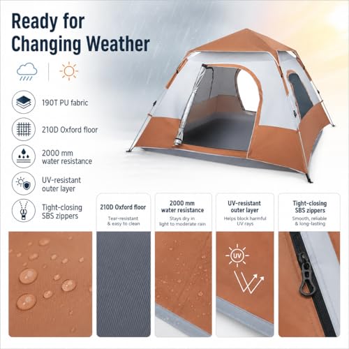 Carpa Familiar Instantánea para 4 Personas Impermeable miniatura 5