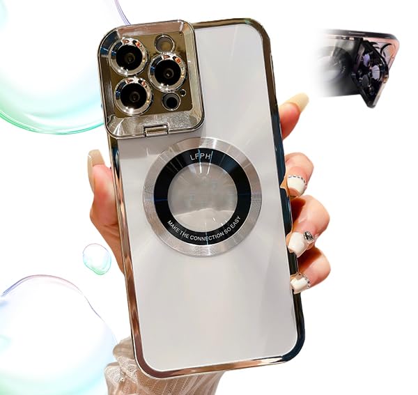 Magnetic for iPhone Case with Lens Mount, Camera Mirror Bracket Phone Case, len Holder Magnetic Phone Case for iPhone Series (for iPhone 11,Silver)