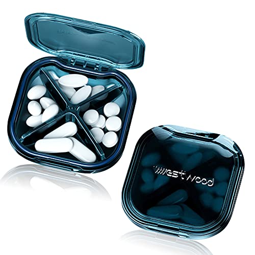 Portable Pill Organizer,Pill Case, Small Pill Box - Travel Pill Container, Pill Holder for Purse, Waterproof Compact Medicine Organizer, Portable Vitamin Case