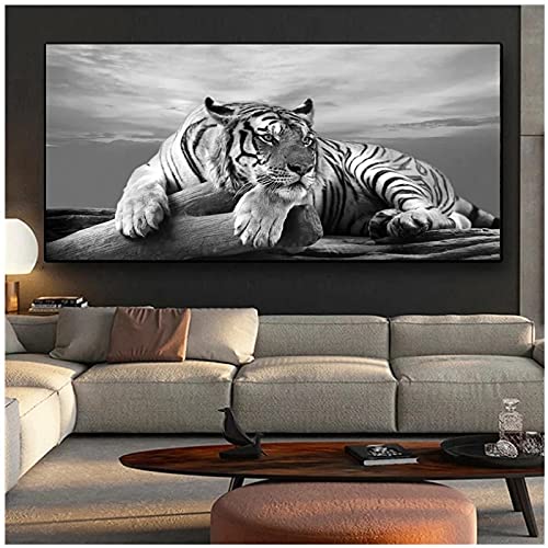 DAYINHUA Abstract canvas schilderij muurkunst zwart-wit tijger wild dier foto's modulaire poster en prints 55x110cm… - Image 5
