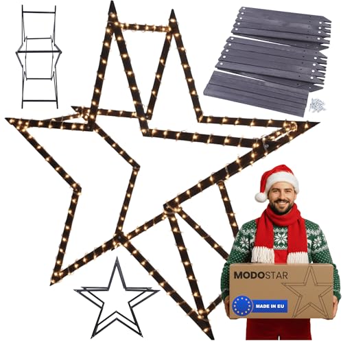 MODO24 DIY Stern MODOSTAR 3D Weihnachtsstern Set aus FSC Holz,...