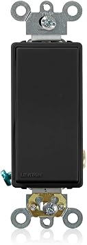Leviton 20-Amp 120/277-Volt Decora Plus Rocker Single-Pole AC Quiet Switch, 5621-2E, Black