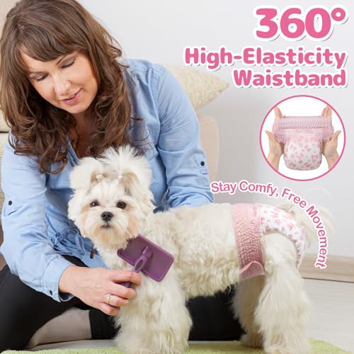 Image of Dono Disposable Pull It Up Female Dog Diapers, 360 Stretchy Waist Puppy Diapers, Super-Absorbent Doggie Diapers with Rapid-Dry Technology Leak-Proof Design for Doggy in Heat Period, M 60 Pcs