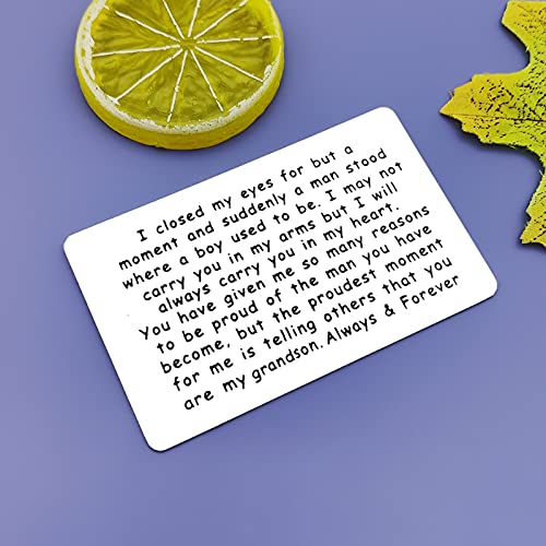 Grandson Gifts from Grandma Grandpa Inspirational Gift for Grandson Engraved Wallet Insert Card Motivational Gifts Graduation Birthday Christmas Deployment Encouragement Gift for Grandson4