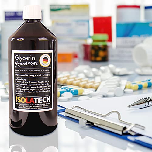 ISOLATECH Gliceryna 99,5% 5 l, jakość farmaceutyczna made in Germany, mierzona w 99,98% czysto roślinna, gliceryna, glicerol w płynie z płynem SABEU Fluxx AH23/51 HF kurkiem przelewowym DIN 51
