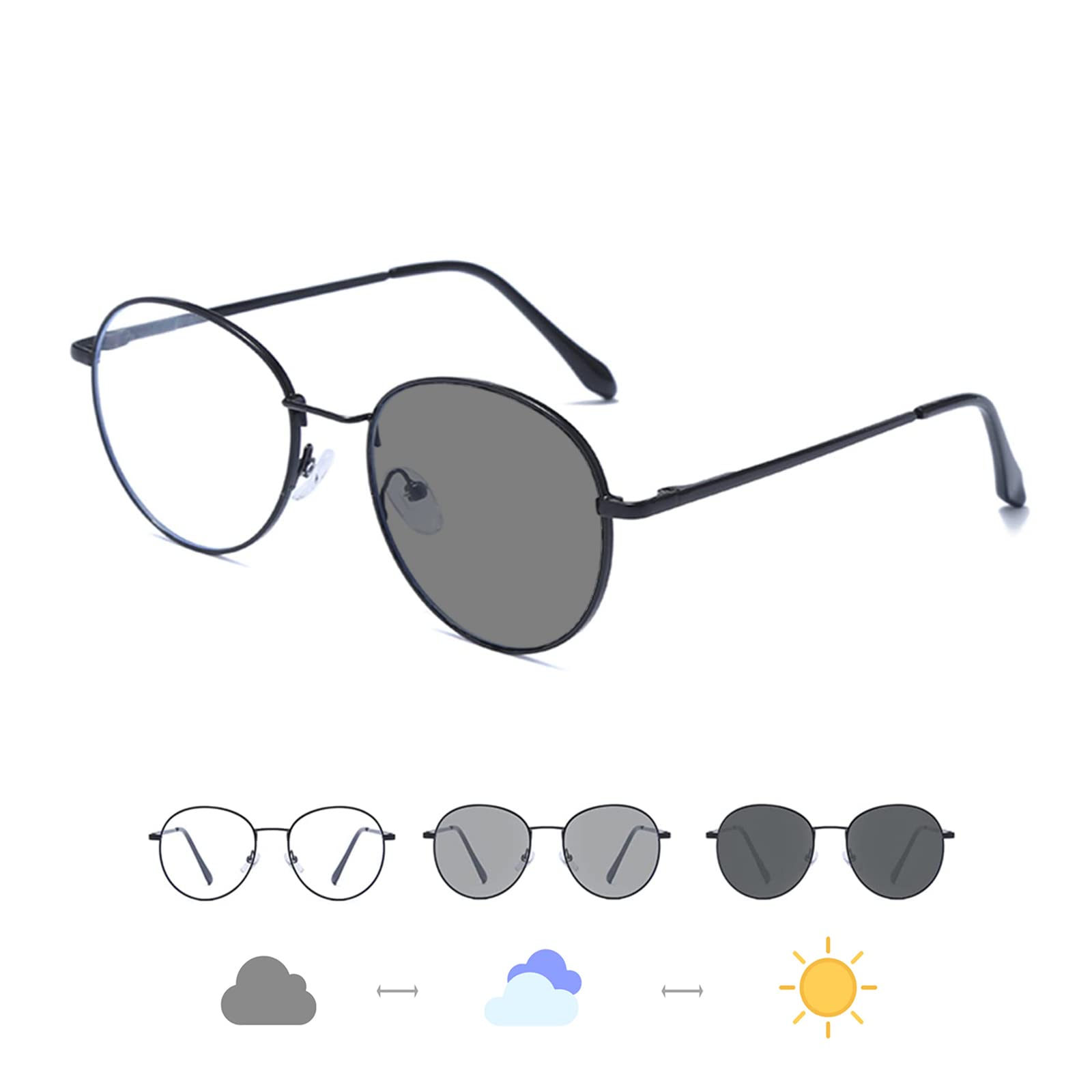 LJCZKA Photochromic Blue Light Blocking Glasses for Women Men Round Computer Glasses Anti Fatigue Eyestrain Headache - Image 2