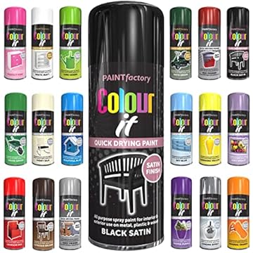 Classic Signature - 1 x All Purpose Black Satin Aerosol Spray Paint 400ml Quick Drying Spray,Fast Dry and Excellent Coverage for Metal, Wood, Plastic and More