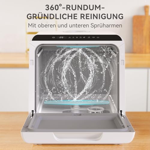 Hermitlux Hermitlux Mini Geschirrspüler 5L - Tischspülmaschine mit 6 Programmen, 360° Sprüharme, Warmlufttrocknung, Energieklasse D, Ohne Installation - Kein Perspektivfenster - Zusatzansicht 4 | Einbau-Geschirrspüler