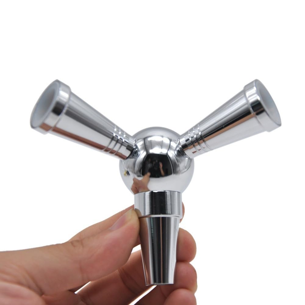 Tingyilan Silver Hookah Hose Adaptor 1 To 2 Splitter Hose Connector With 2 Extra Grommets Auto-Seal Smoking Accessories Shisha Hose Connection,