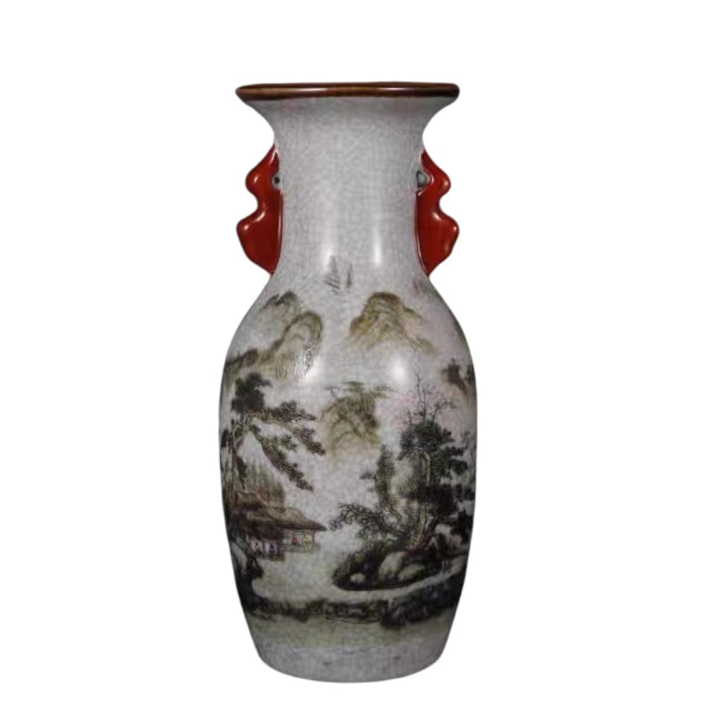 asdchZen Ceramic Vases Ginger Jar For Home Decor, Flower Birds Pattern Temple Jar Vase Traditional Chinese Porcelain Dried Flower Vases Decoration -A:24.5 * 11 Cm