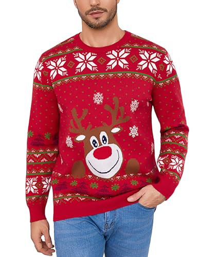 Bresdk Weihnachtspullover Herren Christmas Sweater Weihnachtspulli mit...