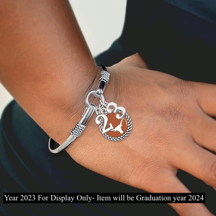 Texas Longhorns Graduation Year 2024 Silver Bracelet Jewelry Licensed UT