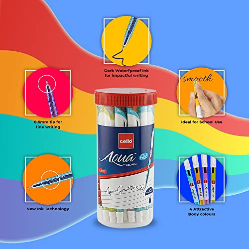 Cello Aqua Gel Pen Set de 25 Unidades Azul miniatura 4