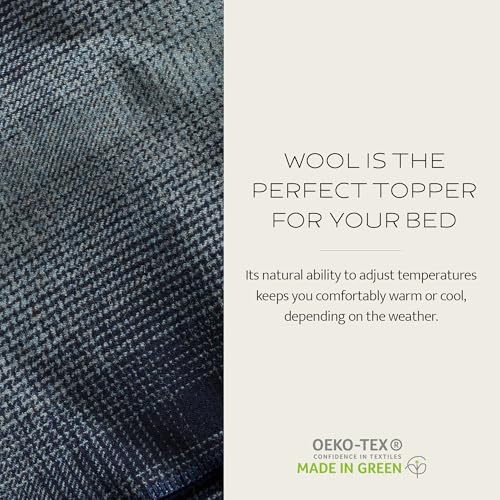 Pendleton Eco-Wise Easy Care Wool Blanket Full/Queen 90" x 96"-100% Wool with Whipstitch Binding,All Season Machine Washable,Soft Blanket for Home and Outdoor Adventures-Midnight Navy Stripe